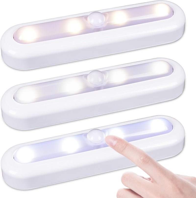 STAR-SPANGLED 3 Pack 7” Dimmable Push Tap Lights, Stick on LED Touch Lights AAA Battery Operated for Kitchen, Closet, Under Cabinet, 3 Color Modes - Image 1